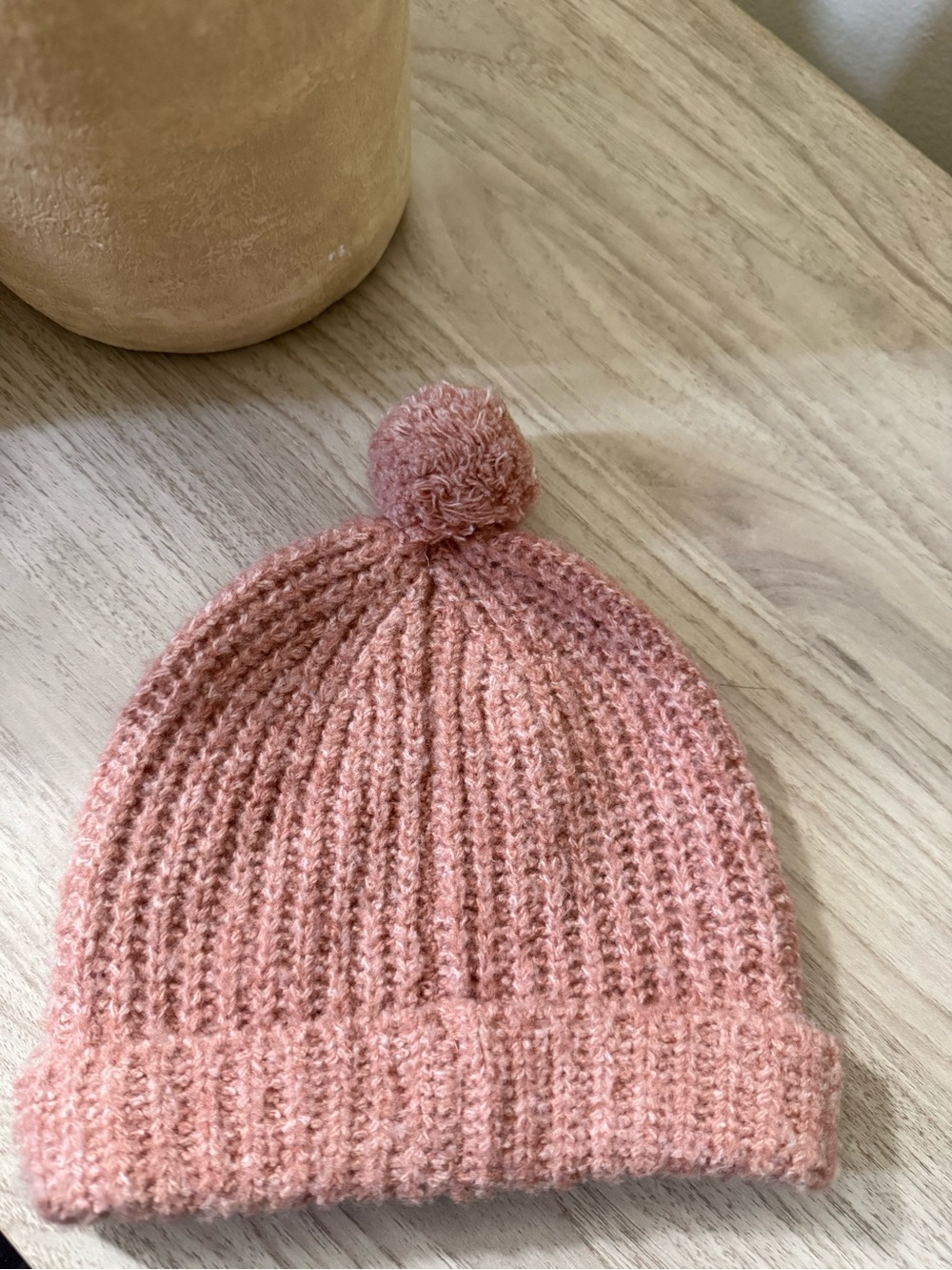Zara Kids Knit Pom Beanie - Rose Pink
